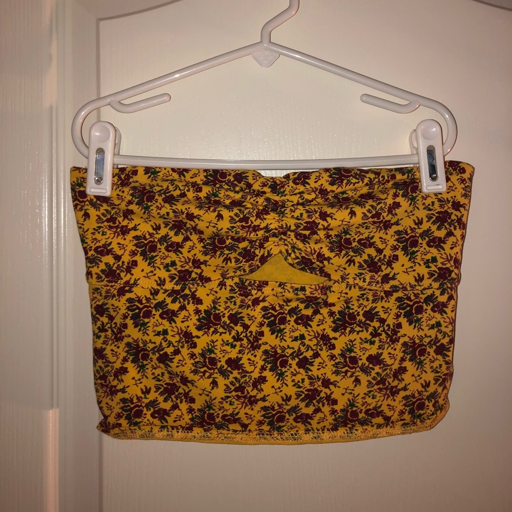 Urban Outfitters Yellow Floral Keyhole Crop Top